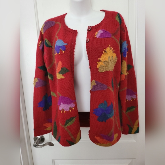 Baby Alpaca Multicolor Knit CardiganSize M. - Picture 5 of 14